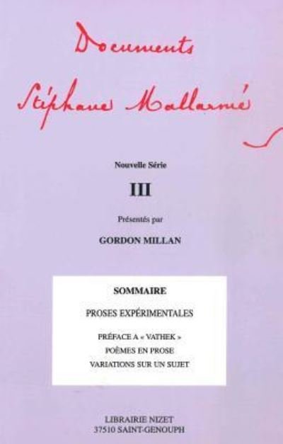 Cover for Stéphane Mallarmé · Documents Ste?phane Mallarme? (Bok) (2003)