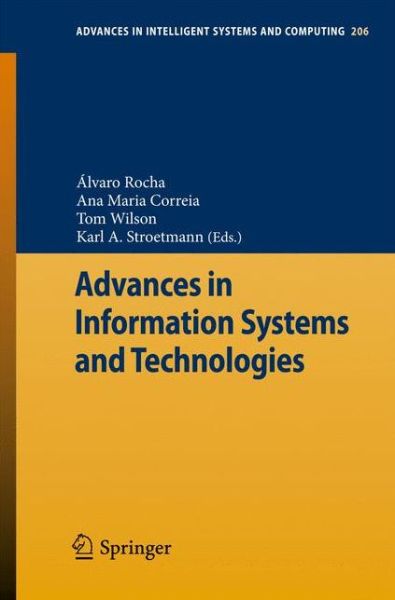 Cover for Alvaro Rocha · Advances in Information Systems and Technologies - Advances in Intelligent Systems and Computing (Paperback Book) [2013 edition] (2013)