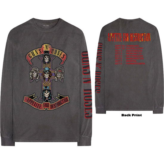 Cover for Guns N' Roses · Guns N' Roses Unisex Long Sleeve T-Shirt: Appetite Tour (Back &amp; Sleeve Print) (TØJ) [size S] [Grey - Unisex edition]