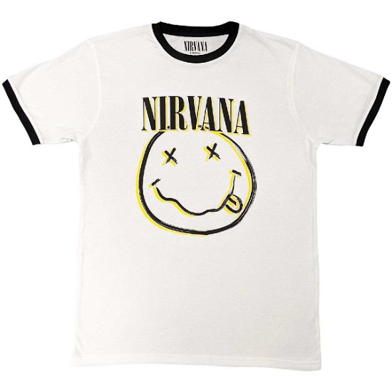 Cover for Nirvana · Nirvana Unisex Ringer T-Shirt: Double Happy Face (Kläder) [size S]