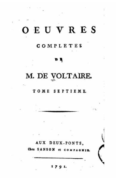 Cover for Voltaire · Oeuvres completes de M. de Voltaire - Tome VII (Paperback Book) (2016)