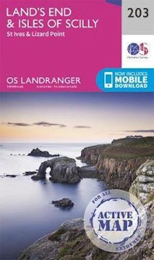 Cover for Ordnance Survey · Land's End &amp; Isles of Scilly: St Ives &amp; Lizard Point - OS Landranger Active Map (Landkarten) (2020)