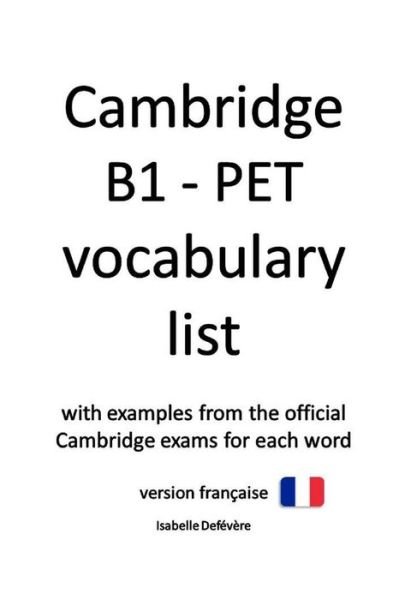 Cover for Def · Cambridge B1 - Pet Vocabulary List (Version Fran (Paperback Book) (2018)