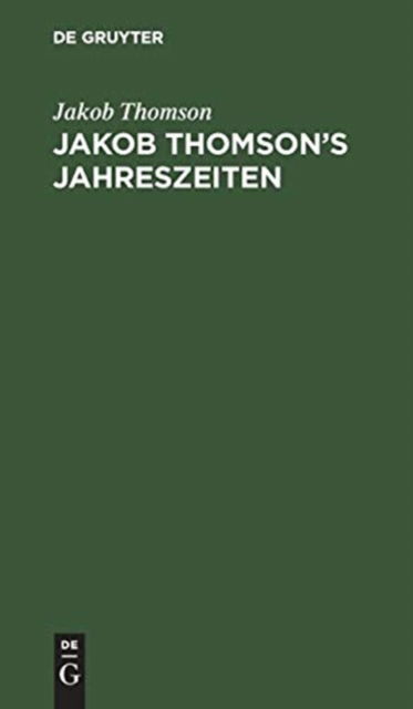 Cover for Jakob Thomson · Jakob Thomson's Jahreszeiten (Book) (1901)