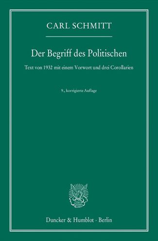 Cover for Schmitt · Der Begriff des Politischen. (Buch) (2015)