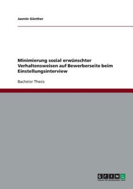 Cover for Günther · Minimierung sozial erwünschter (Book) [German edition] (2013)