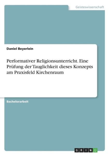 Cover for Beyerlein · Performativer Religionsunterr (Book)