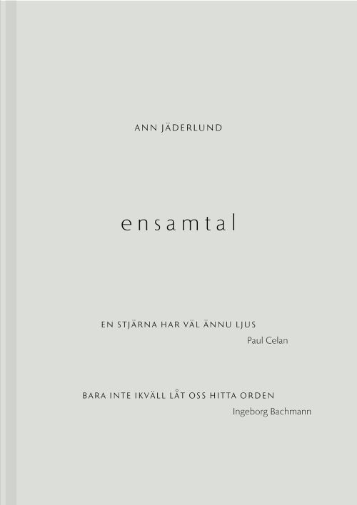 Cover for Ann Jäderlund · Ensamtal (Hardcover Book) (2019)