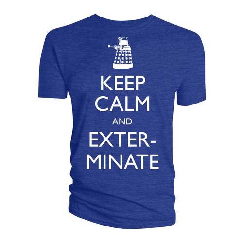 Cover for Doctor Who · Doctor Who Unisex Tee: Keep Calm &amp; Exterminate (CLOTHES) [size S] [Blue - Unisex edition]