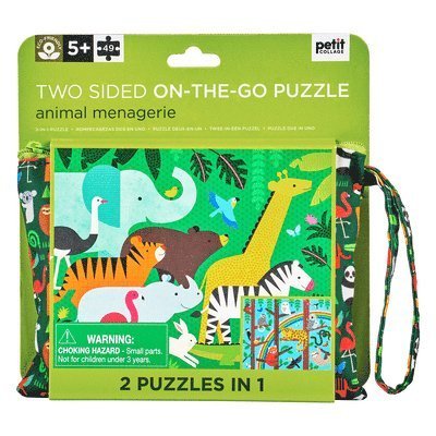 Cover for Petit Collage · Animal Menagerie Two-sided On-the-Go Puzzle (Jigsaw Puzzle) (2021)
