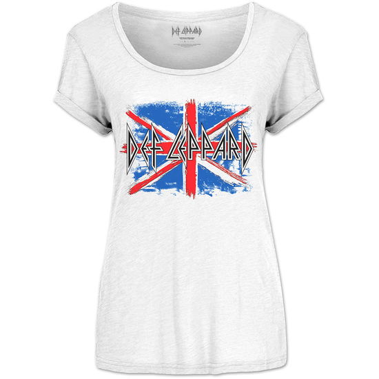 Def Leppard Ladies T-Shirt: Union Jack - Def Leppard - Produtos - Epic Rights - 5056170612807 - 