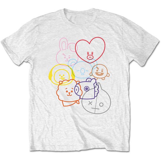 BT21 Unisex T-Shirt: Faces - Bt21 - Merchandise -  - 5056368600807 - 