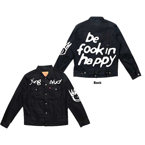 Yungblud Unisex Denim Jacket: Be Fooking Happy (Back & Sleeve Print) - Yungblud - Merchandise -  - 5056561014807 - 