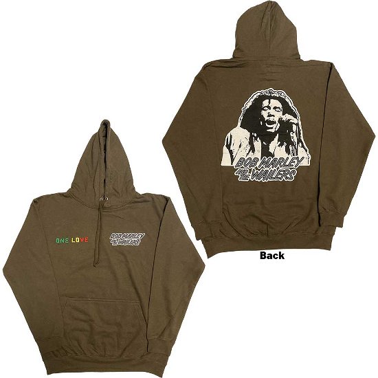 Bob Marley Unisex Pullover Hoodie: One Love Wailers Mic Photo (Back Print & Embroidery) - Bob Marley - Koopwaar -  - 5056737235807 - 
