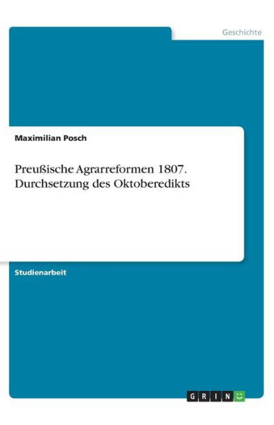 Cover for Posch · Preußische Agrarreformen 1807. Du (Book)