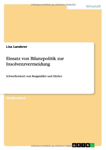 Cover for Landerer · Einsatz von Bilanzpolitik zur (Book) [German edition] (2014)