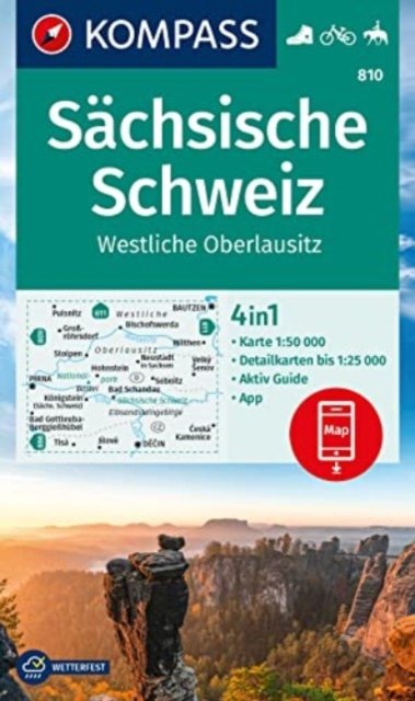 Cover for Mair-Dumont / Kompass · Kompass Wanderkarte: Sächsische Schweiz, Westliche Oberlausitz (Innbunden bok) (2023)