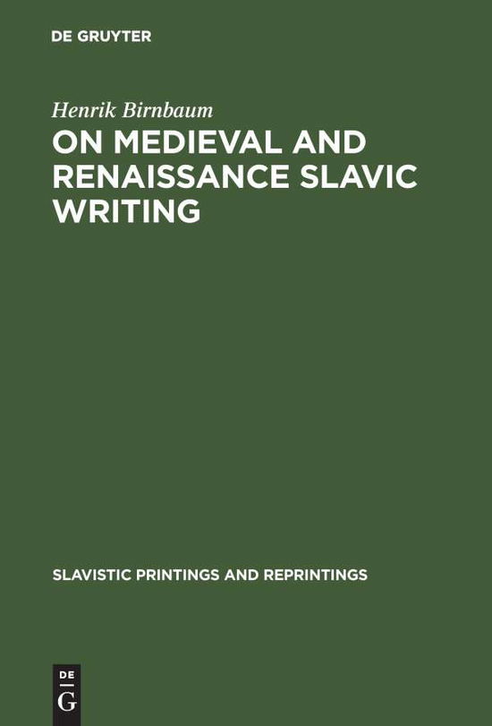 Cover for Birnbaum · On Medieval and Renaissance Sl (Book) [First edition] (1974)