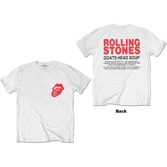 Cover for The Rolling Stones · The Rolling Stones Unisex T-Shirt: Goat Head Soup Tracklist (Back Print) (T-shirt) [size S] [White - Unisex edition]