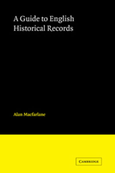 Cover for Alan MacFarlane · English Historical Records (Pocketbok) (2008)