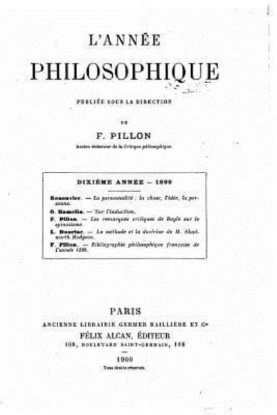 Cover for F Pillon · L'Annee Philosophique, Volume 10 (Paperback Book) (2016)
