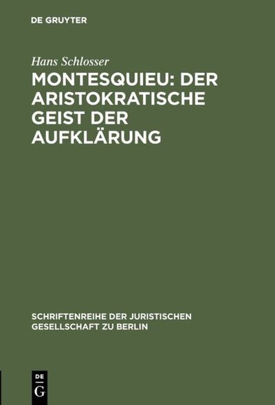 Cover for Schlosser · Montesquieu: Der aristokratis (Book) (1990)