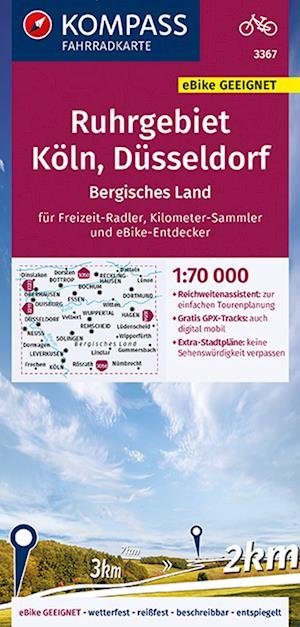 Cover for KOMPASS-Karten GmbH · KOMPASS Fahrradkarte 3367 Ruhrgebiet, Köln, Düsseldorf, Bergisches Land, 1:70000 (Map) (2021)