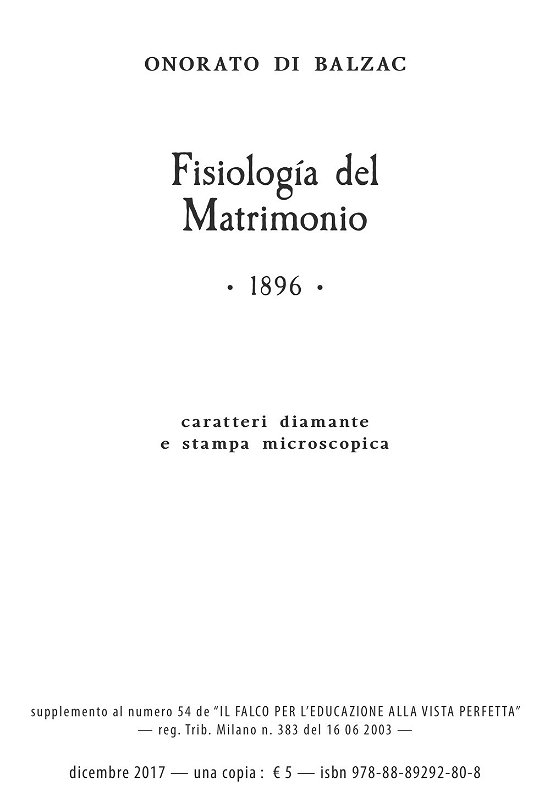 Cover for Balzac Honore de · Fisiologia Del Matrimonio. Ediz. A Caratteri Diamante E Stampa Microscopica (Book)