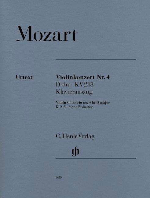 Violinkonz.4 D-Dur.218,Kl.HN680 - Mozart - Kirjat - SCHOTT & CO - 9790201806808 - perjantai 6. huhtikuuta 2018