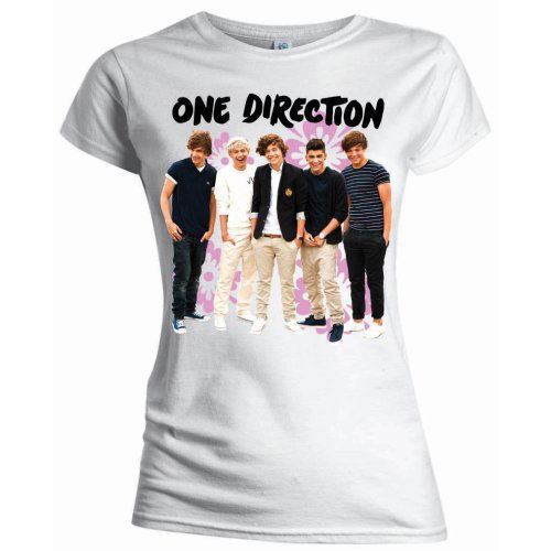 One Direction Kids Tee (Girls): Flowers (Slim Fit) - One Direction - Produtos - ROFF - 5055295350809 - 24 de março de 2014