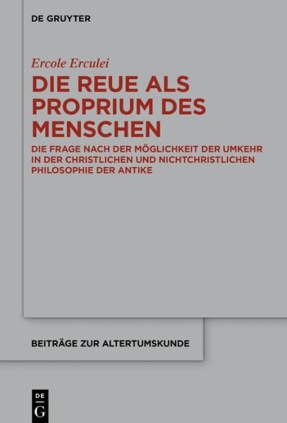 Cover for Ercole Erculei · Die Reue ALS Proprium Des Menschen (Hardcover bog) (2022)