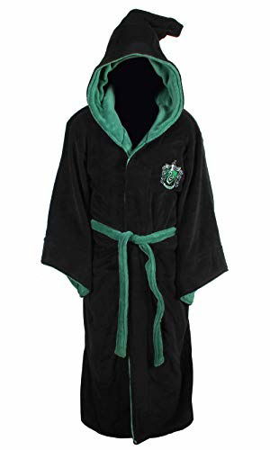 Harry Potter - Bathrobe - Slytherin Fleece Black Oversized Hood and Sleeves - Groovy UK - Merchandise - VENTURE - 5055437912810 - 