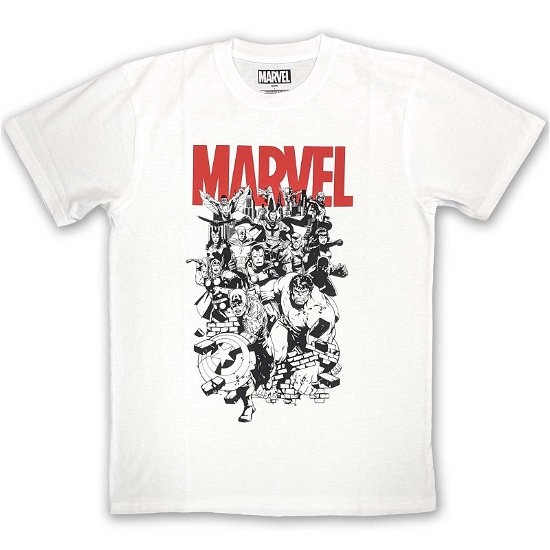Marvel Comics Unisex T-Shirt: Black & White Characters - Marvel Comics - Produtos -  - 5056561096810 - 