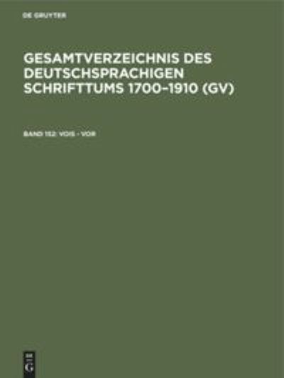 Cover for Peter Geils · Vois - Vor : Aus : Gesamtverzeichnis des deutschsprachigen Schrifttums (Book) (1986)