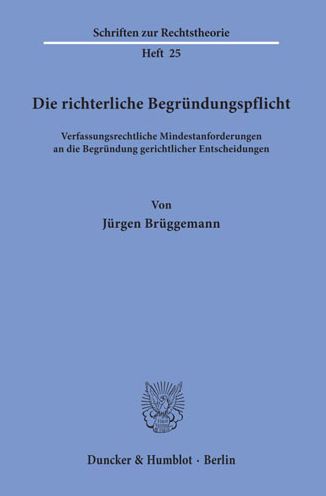 Cover for Brüggemann · Die richterliche Begründungs (Book) (1971)