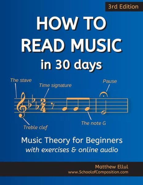 Cover for Matthew Ellul · How to Read Music in 30 Days: Music Theory for Beginners - with exercises &amp; online audio - Practical Music Theory (Paperback Bog) [3rd edition] (2022)