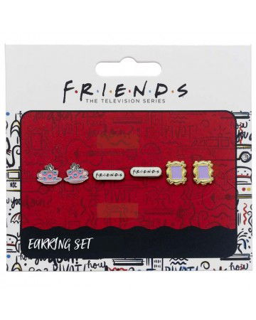 Friends: Set Of 3 Earring Studs / Frame. Coffee Cup. Friends Logo (Set 3 Orecchini) - Carat - Koopwaar - FRIENDS - 5055583432811 - 26 oktober 2020