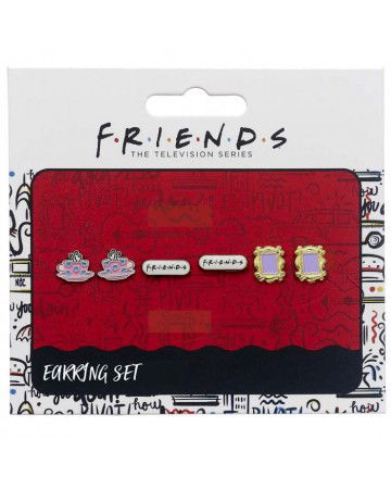 Friends: Set Of 3 Earring Studs / Frame. Coffee Cup. Friends Logo (Set 3 Orecchini) - Carat - Merchandise - FRIENDS - 5055583432811 - 26. Oktober 2020