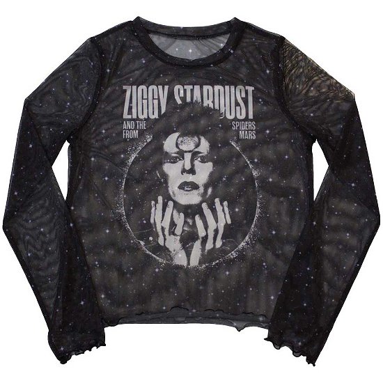 David Bowie Ladies Long Sleeve T-Shirt: Ziggy v1 (Mesh) - David Bowie - Produtos -  - 5056737236811 - 