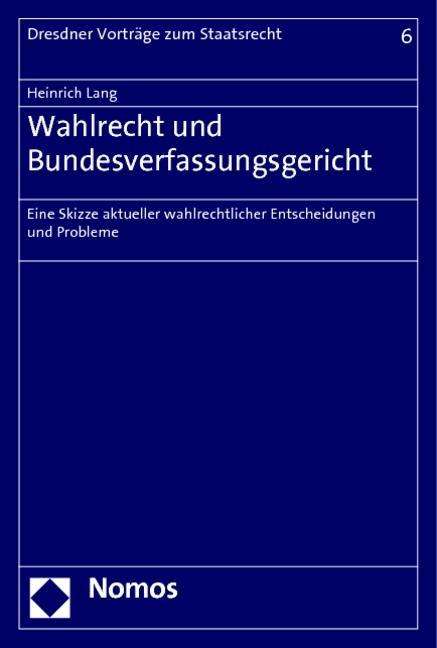 Cover for Lang · Wahlrecht und Bundesverfassungsger (Book) (2014)