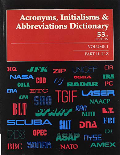 Cover for Gale Research Inc · Acronyms, Initialisms, and Abbreviations Dictionary : 11 volume set A Guide to Acronyms, Abbreviations, Contractions, Alphabetic Symbols, and Similar Condensed Appellations (Paperback Book) (2019)