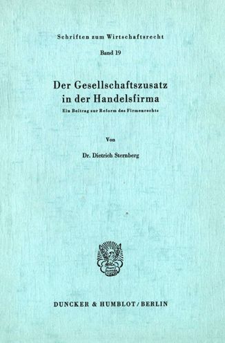 Der Gesellschaftszusatz in de - Sternberg - Books -  - 9783428033812 - July 17, 1975