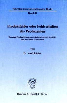 Cover for Pfeifer · Produktfehler oder Fehlverhalte (Buch) (1987)