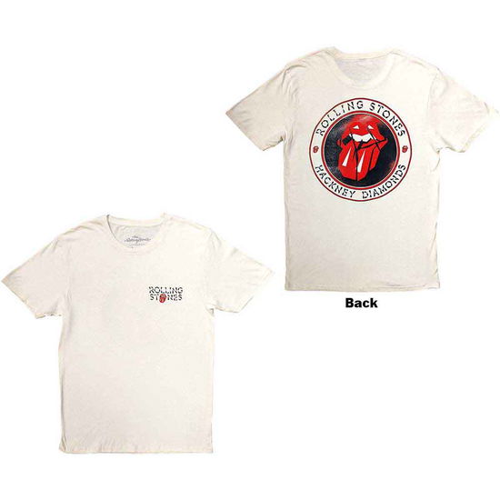 The Rolling Stones Unisex T-Shirt: Hackney Diamonds Circle Label (Back Print) - The Rolling Stones - Merchandise -  - 5056737203813 - September 25, 2023