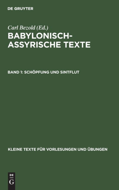 Cover for Carl Bezold · Schpfung und Sintflut (N/A) (1911)