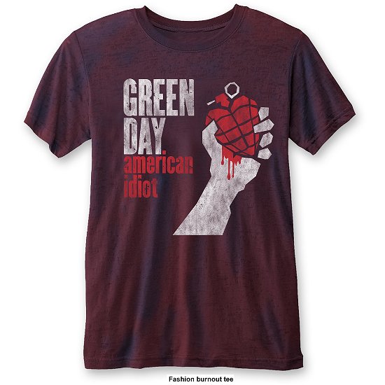 Green Day Unisex T-Shirt: American Idiot Vintage (Burnout) - Green Day - Koopwaar - Unlicensed - 5055979982814 - 