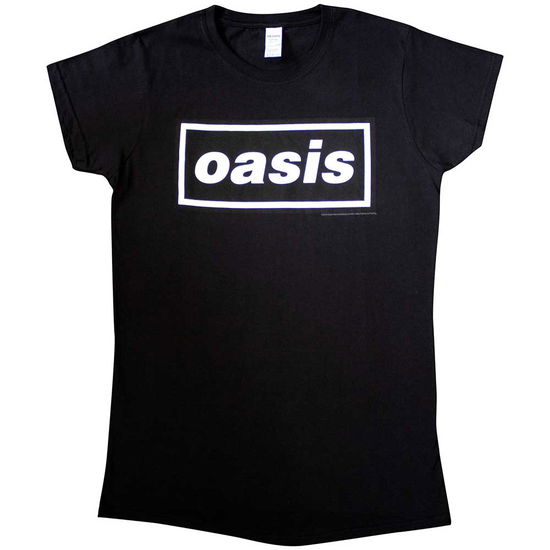 Oasis Ladies T-Shirt: Decca Logo (Black) - Oasis - Fanituote -  - 5056187724814 - maanantai 20. toukokuuta 2024