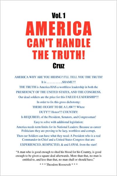 Cover for Sevim Cruz · Vol. 1 America Can't Handle the Truth! (Pocketbok) (2008)