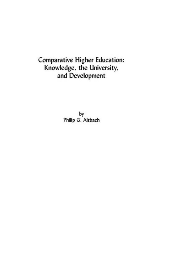 Cover for Philip G. Altbach · Comparative Higher Education: Knowledge, the University, and Development (Pocketbok) (1998)