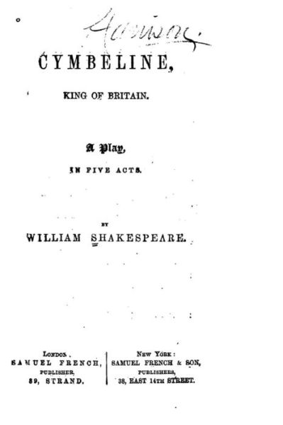 Cover for William Shakespeare · Cymbeline, King of Britain, A Play in Five Acts (Paperback Bog) (2016)